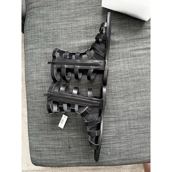 New Torrid Black Faux Leather Cage Lace Up Zip Up Gladiator Sandals Women's 7WW - Picture 4 of 7